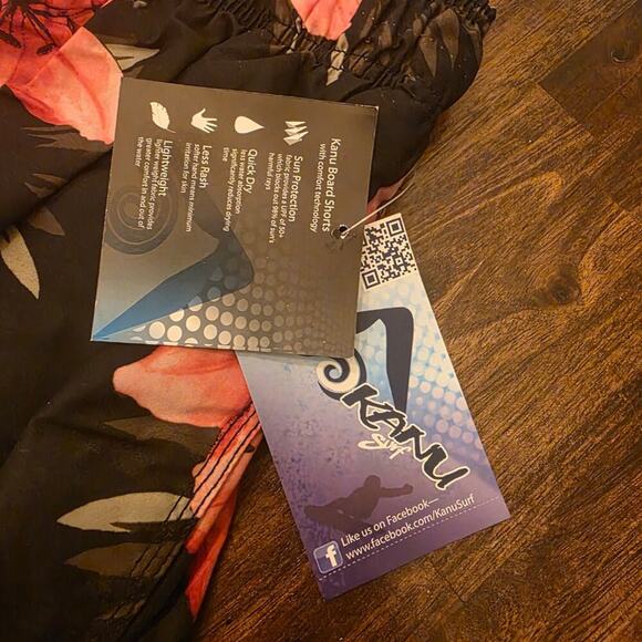 Kanu Surf Swim Trunks Mens 3X Big Tall Black Pink Floral Board Shorts NWT - Picture 3 of 7